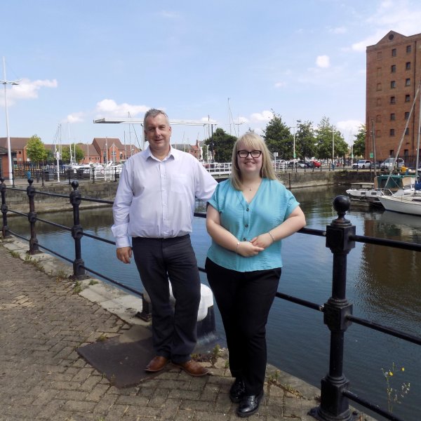 Mia Farell, stood next to Andy Steele, of 360 Accountants