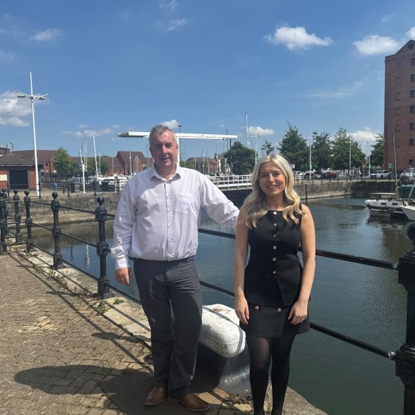 Olivia Sutton stood next to Andy Steele, of 360 Accountants